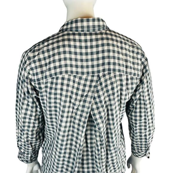 Van Winkle & Co Womans Sz Large Blouse Plaid 3/4 Sleeve Button Front Grey - Picture 7 of 8